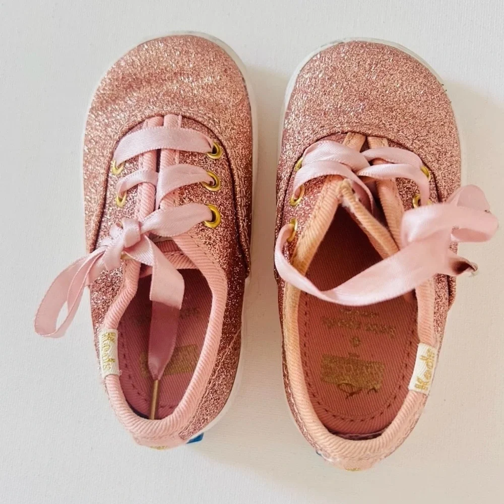 Keds | Kate Spade Glitter Sneaker Baby Girls Size 4 Pink Low Top Lace Up